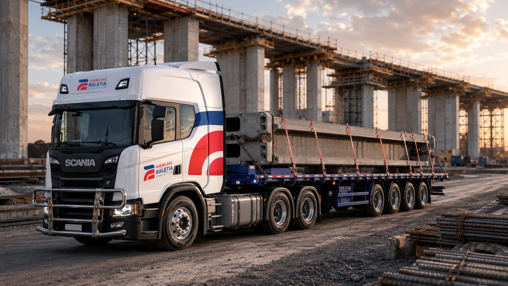 Construction materials transported to an infrastructure project